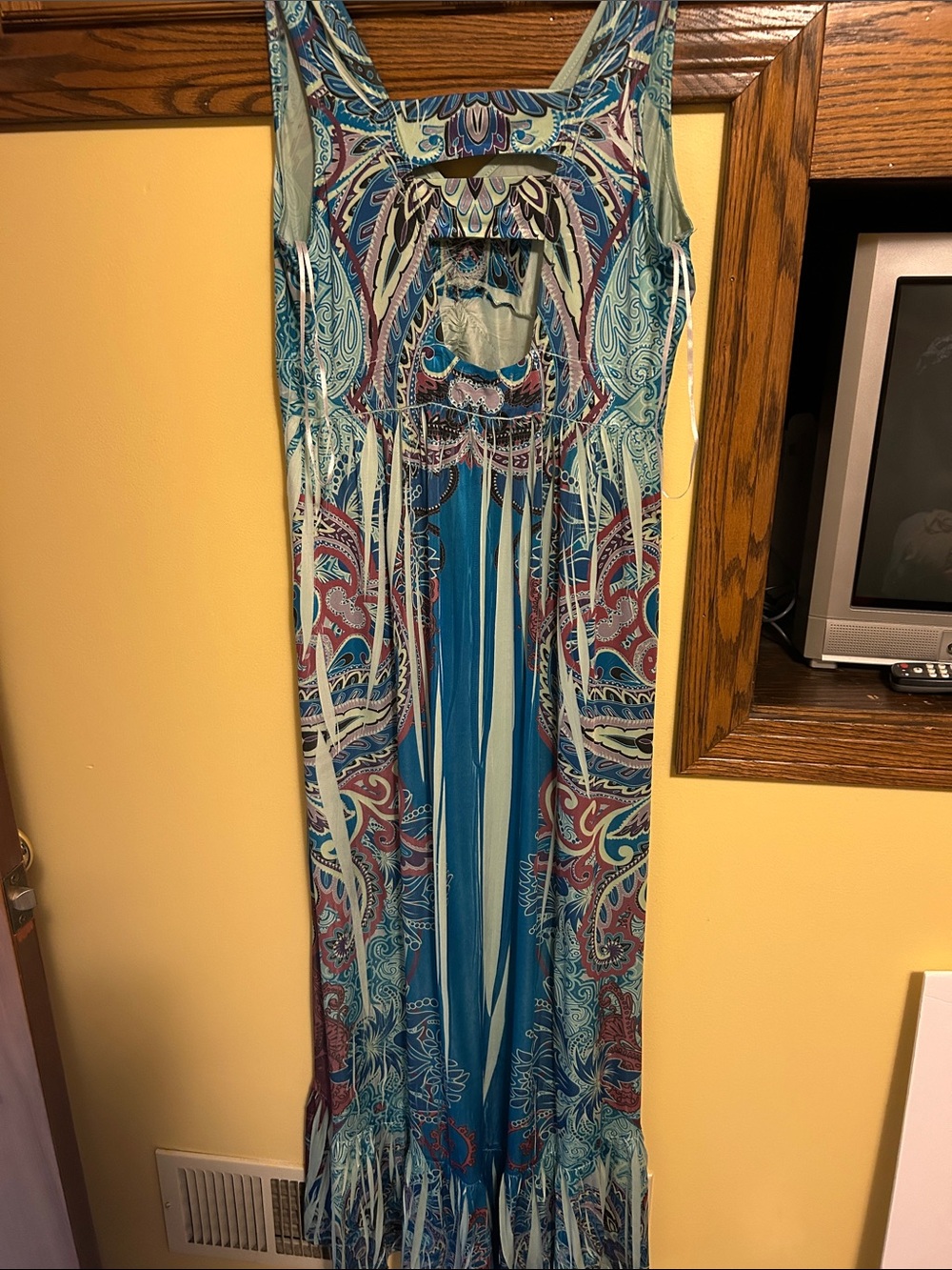 Unity World Wear Teal Blue and Wine Paisley Maxi Dress - Picture 2 of 4